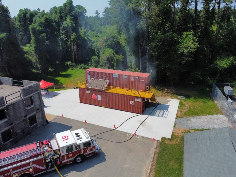 Crews training at the new burn building.